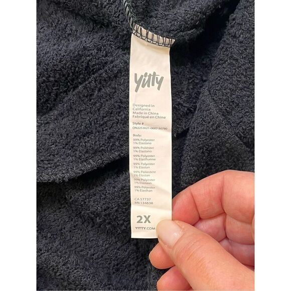 Fabletics Lizzo Yitty Pet Me Heart Pocket Cozy Romper Caviar Black Size 2X NEW! - Picture 12 of 13